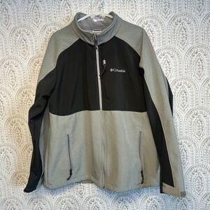 Columbia Men's Softshell Jacket Black Grey Full Zip XL Outdoor Adventure